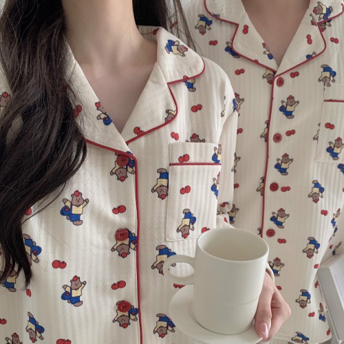 누빔잠옷 겨울파자마 크리스마스커플잠옷 빅사이즈 곰돌이 홈웨어 세트 대표 이미지