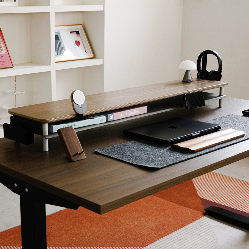 오프레임 STILO 듀얼 모니터 받침대 프리미엄 데스크 선반 고급 원목 높이조절 대표 이미지