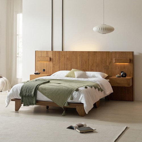 디에르 원목 호텔 침대 프레임 조명 LED 다리형 퀸 킹 사이즈 Q/K공용 국내생산 상세 이미지 2