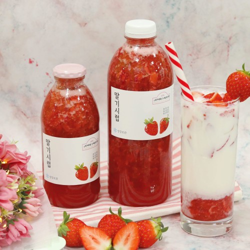 [딸기청] 딸기시럽 수제청 과일청 선물세트 카페 답례품 600g 상세 이미지 3