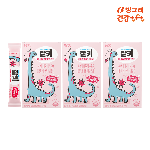 빙그레 잘키 딸기요거트맛 팝핑 유산균 프로바이오틱스 키즈유산균 30포, 3개 대표 이미지