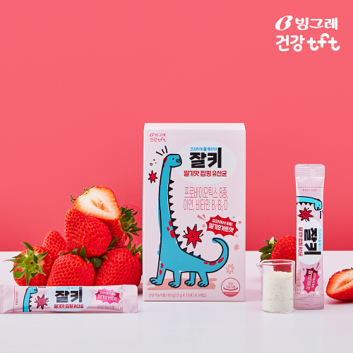 빙그레 잘키 딸기요거트맛 팝핑 유산균 프로바이오틱스 키즈유산균 30포, 3개 상세 이미지 2