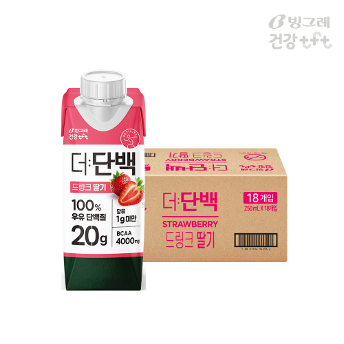 빙그레 더단백 드링크 딸기 단백질 프로틴음료 250ml 18팩 대표 이미지