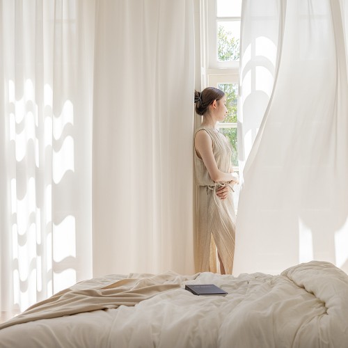 소르르 이음선 없는 형상기억 차르르 쉬폰커튼 비침없는 화이트 맞춤제작 나비주름 안방 120x265 대표 이미지
