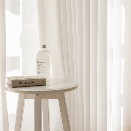 소르르 이음선 없는 형상기억 차르르 쉬폰커튼 비침없는 화이트 맞춤제작 나비주름 안방 120x265 상세 이미지 1