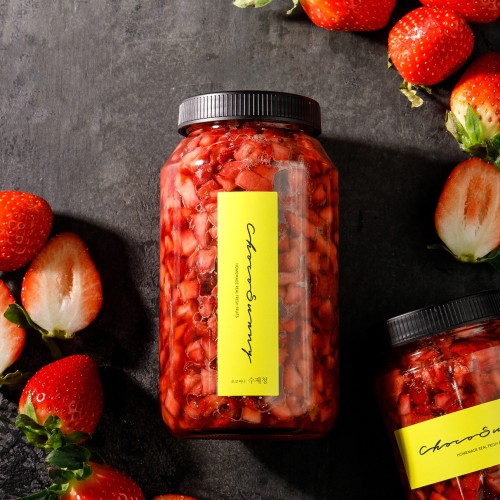 [딸기청] 반반 딸기가득 카페 수제청 라떼우유 과일청 답례품 차 선물세트 납품 500g 대표 이미지