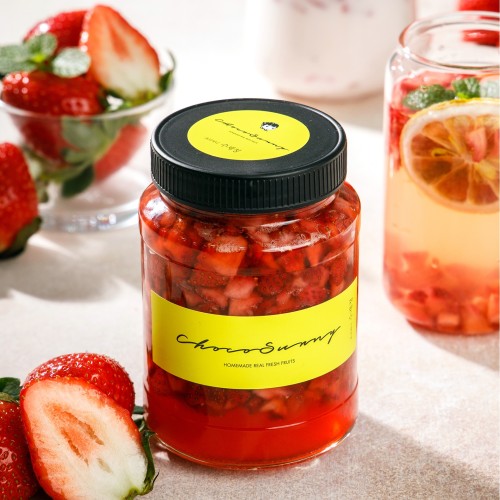 [딸기청] 반반 딸기가득 카페 수제청 라떼우유 과일청 답례품 차 선물세트 납품 500g 상세 이미지 3