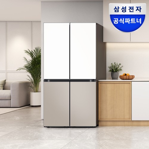 삼성 비스포크 AI 하이브리드 냉장고 4도어 901L 1등급 UV탈취 에센셜 화이트+에센셜 베이지(RM70F91R1ZG) 대표 이미지