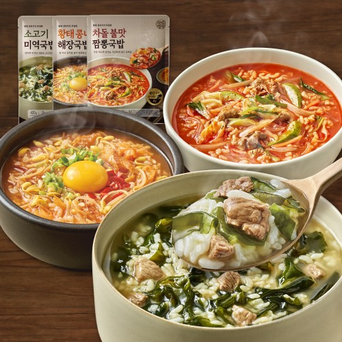 자연별곡 소고기 미역 국밥 2인+황태 콩나물 해장국밥 2인+ 차돌 불맛 짬뽕국밥 2인 총 6인분 대표 이미지