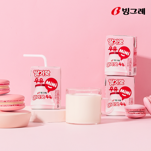 빙그레 바나나맛우유 미니 12팩 + 딸기맛우유 미니 12팩 120ml 멸균 상세 이미지 1